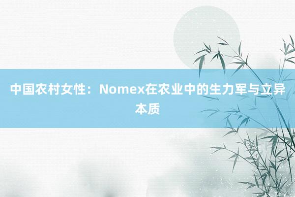 中国农村女性：Nomex在农业中的生力军与立异本质